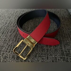 Ralph Lauren Women’s Leather Reversible Belt in Holiday Festive Red